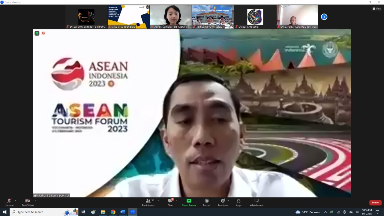 Pertemuan koordinasi tindak lanjut program Bangga Berwisata di Indonesia (BBWI), melalui pertemuan virtual zoom, Kamis, 12 Januari 2023. (FOTO:IST)